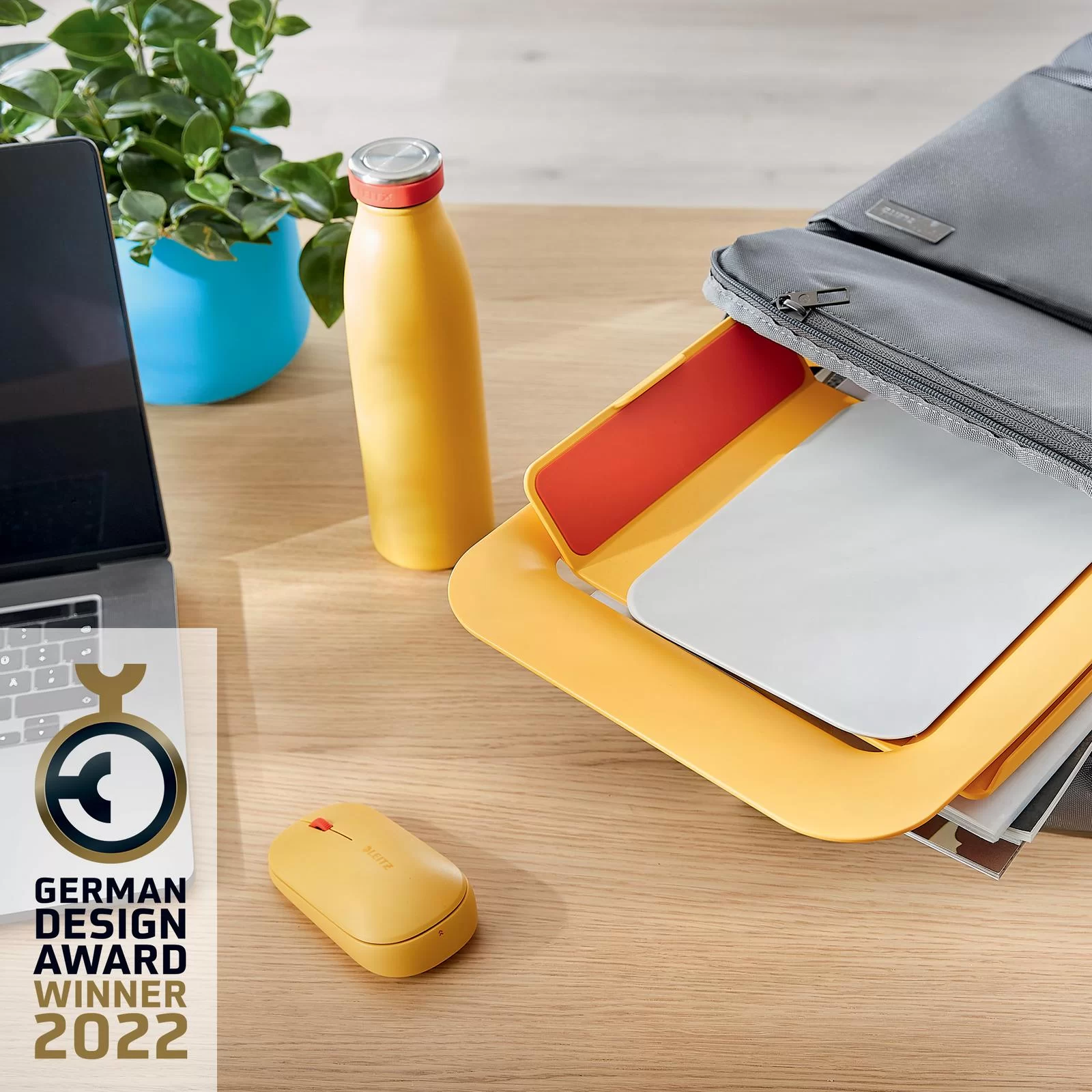 Suport p-u laptop LEITZ Cosy, reglabil, galben