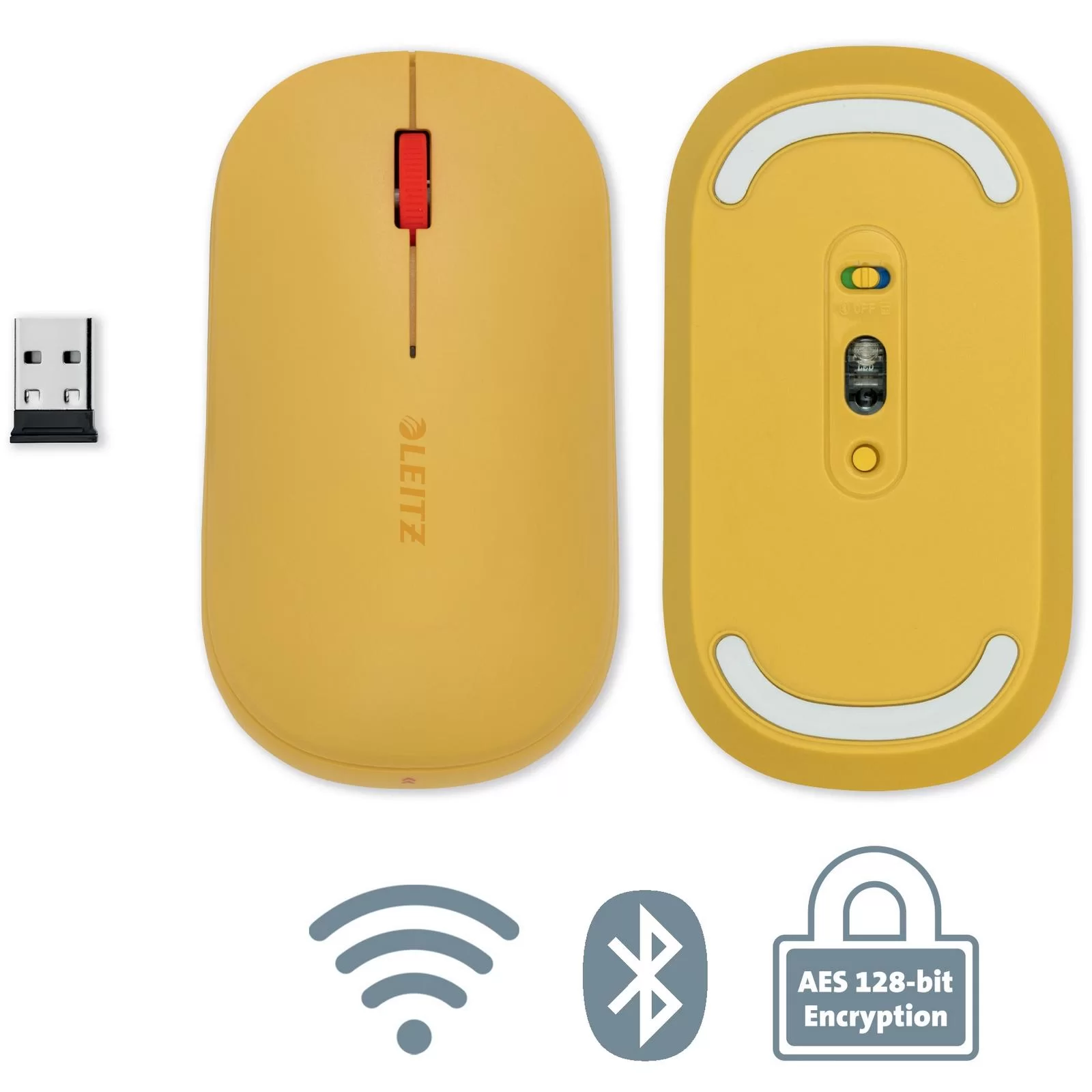 Мышка LEITZ Cosy 3 кнопки, wireless, желтая
