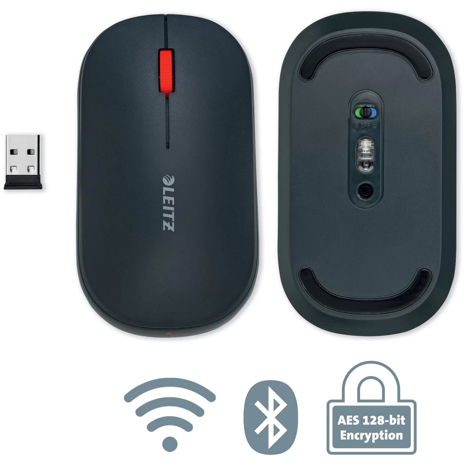 Мышка LEITZ Cosy 3 кнопки, wireless, серая