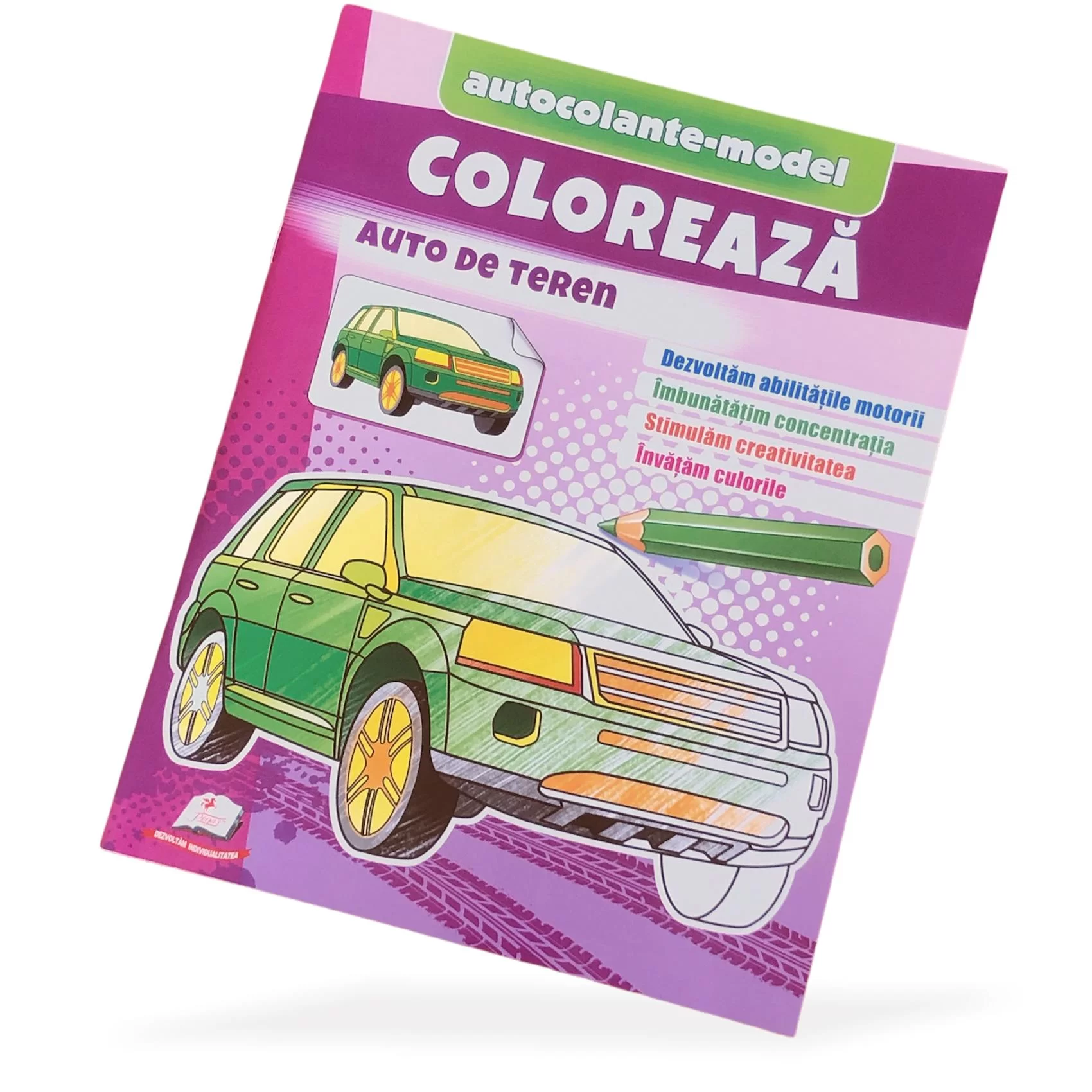 Carte de colorat Coloreaza+autocolanta Auto de teren