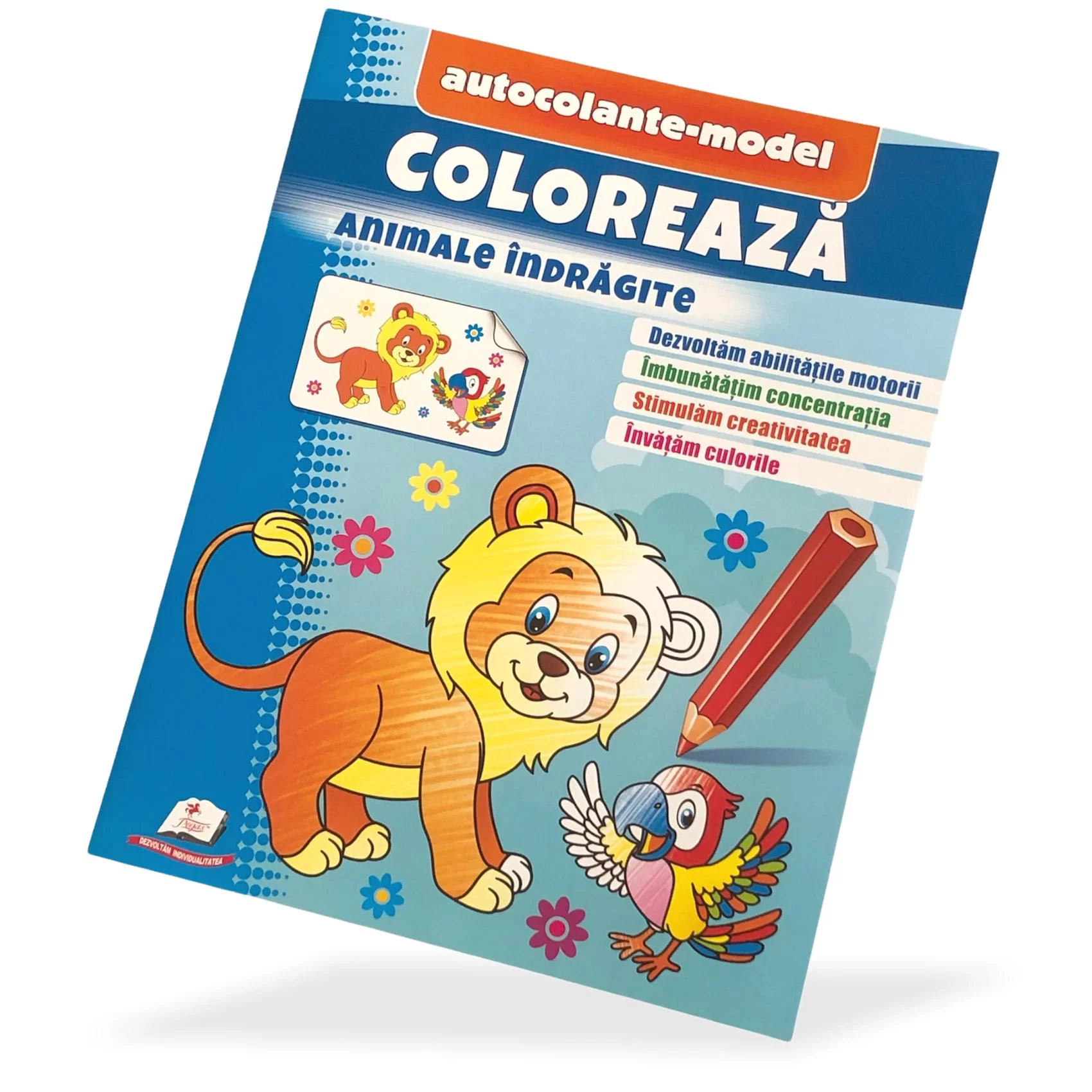 Carte de colorat Coloreaza+autocolante Animale indragite