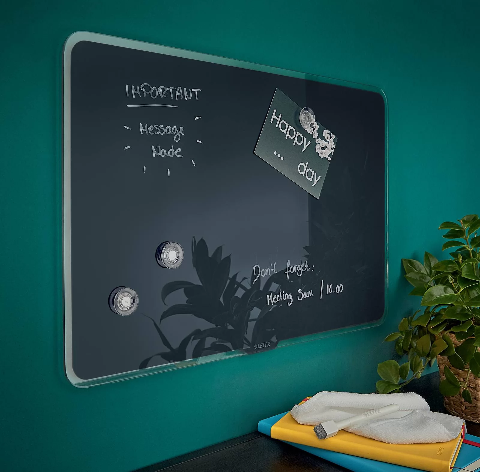 Tabla conferinta din sticla LEITZ Cosy 60x40cm gri