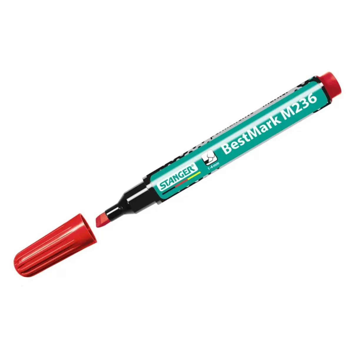 Marker permanent STANGER M236 1-4mm, retezat, rosu