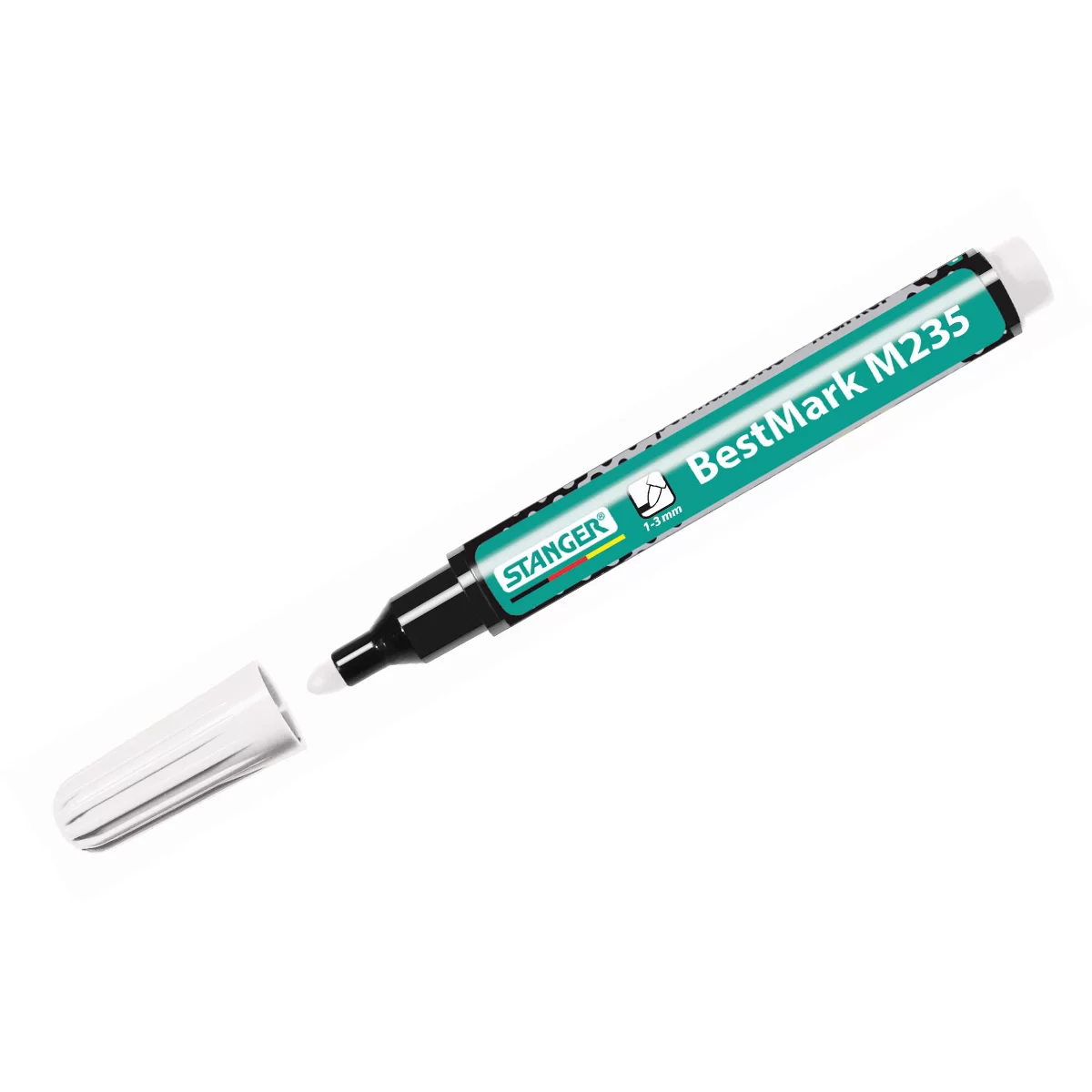 Marker permanent STANGER M235, 1-3mm, alb