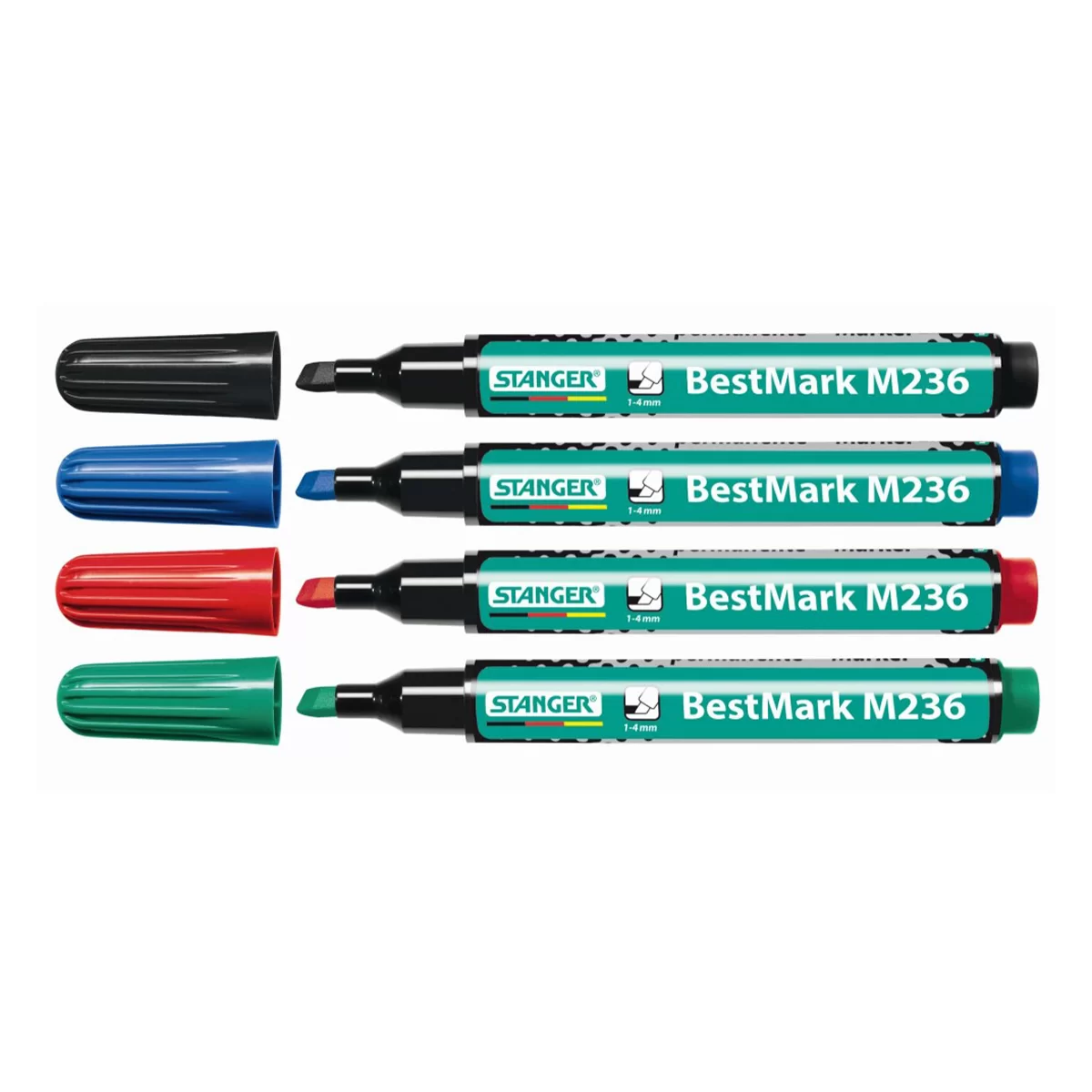 Set markere permanente STANGER M236, retezat, 4 culori