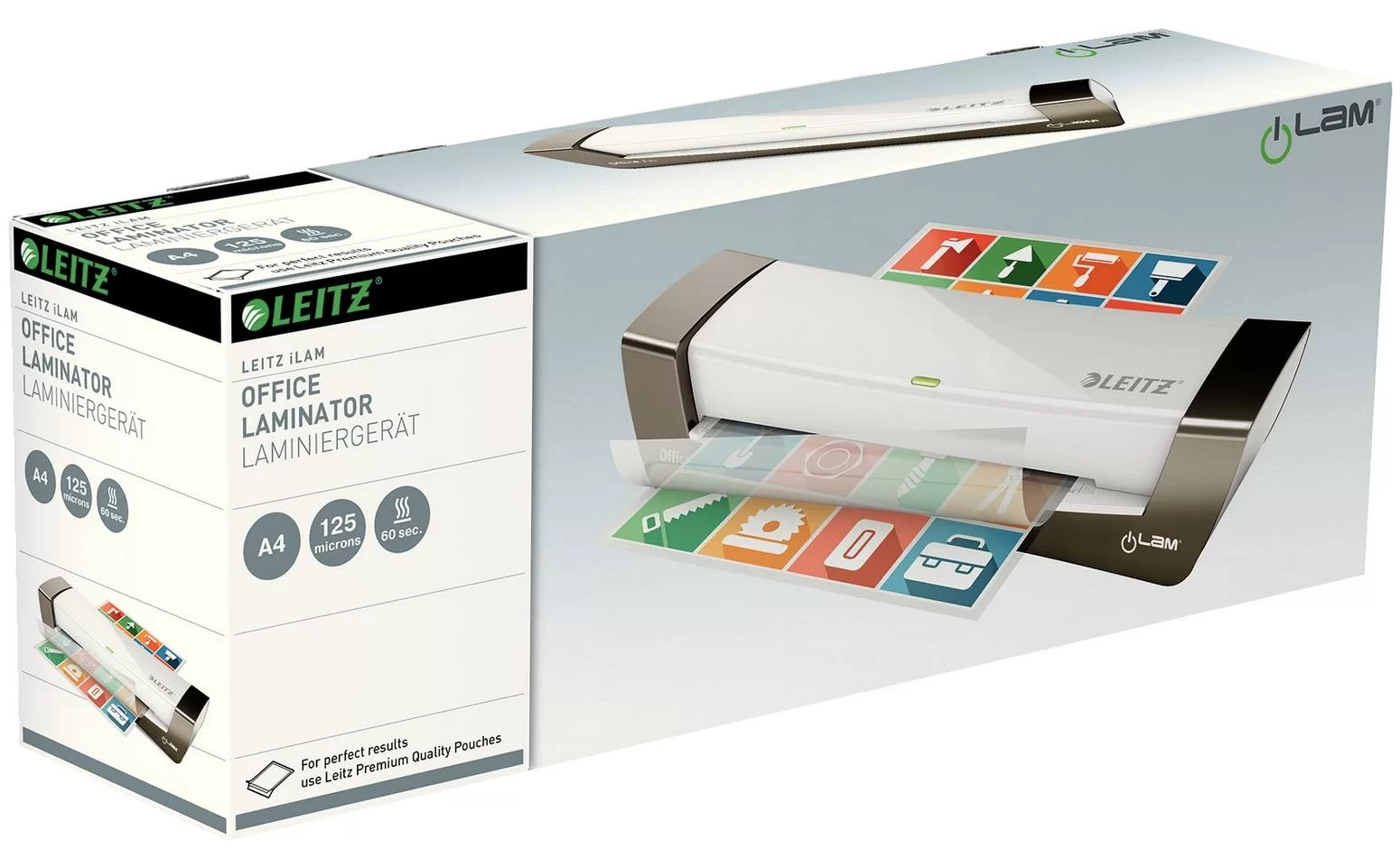 Laminator LEITZ iLam Office, 80-125 mic, A3, argintiu