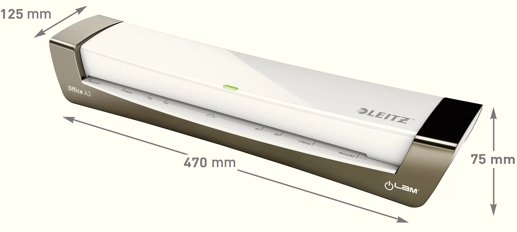 Laminator LEITZ iLam Office, 80-125 mic, A3, argintiu