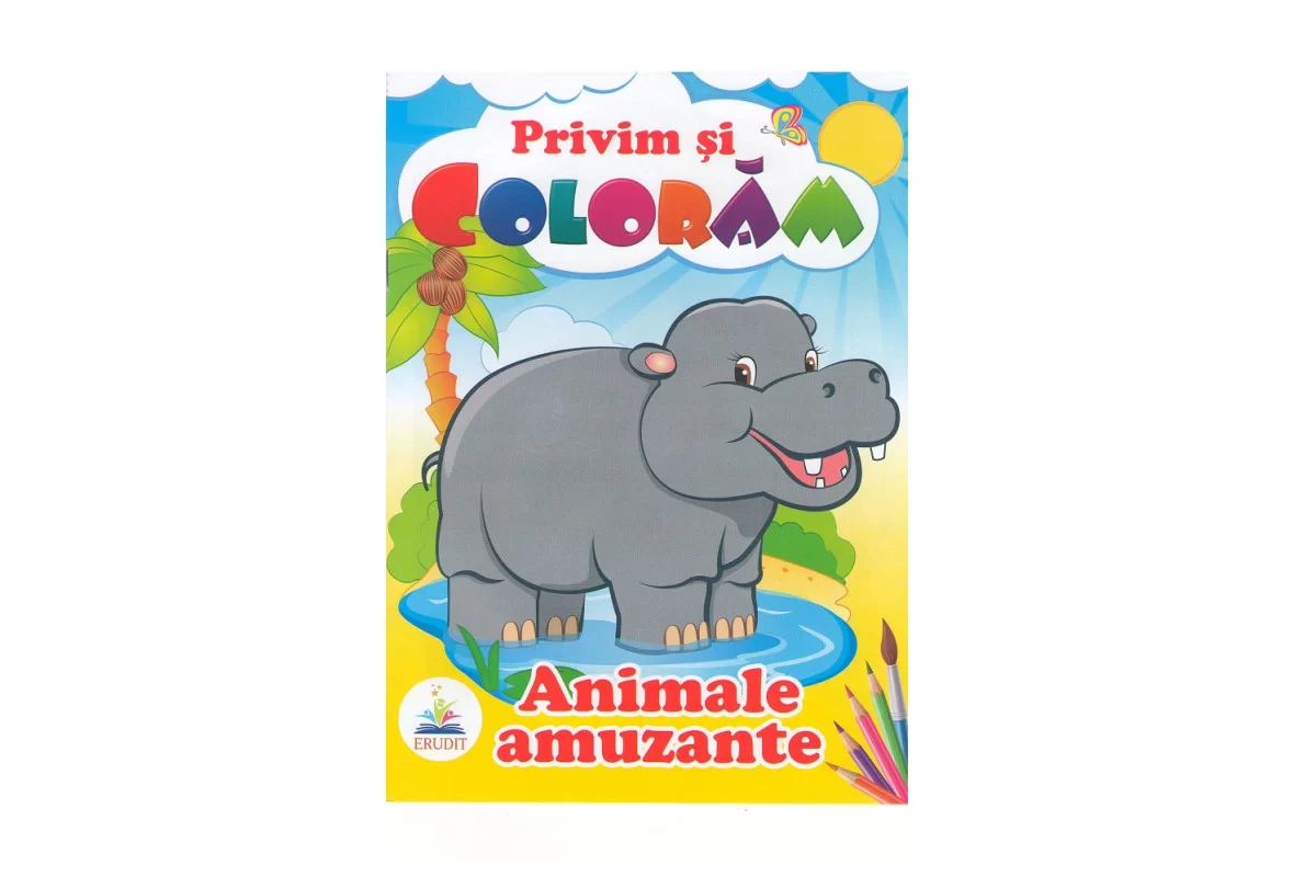 Carte de colorat Privim si coloram Animale amuzante