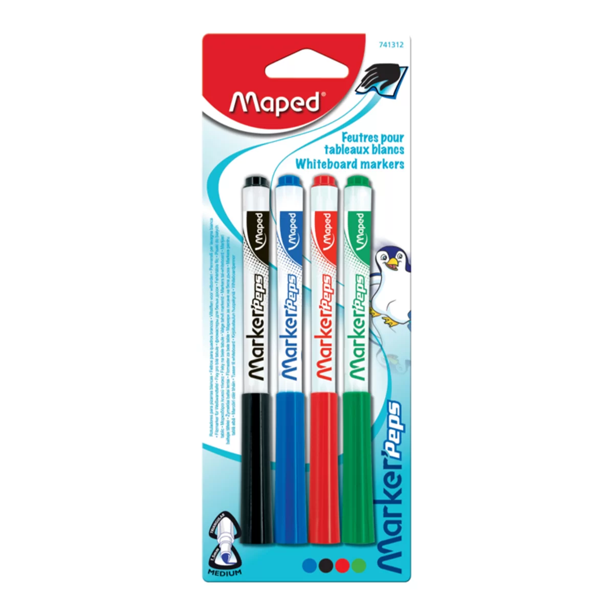 Set markere pentru tabla MAPED Classic, 4 culori blister