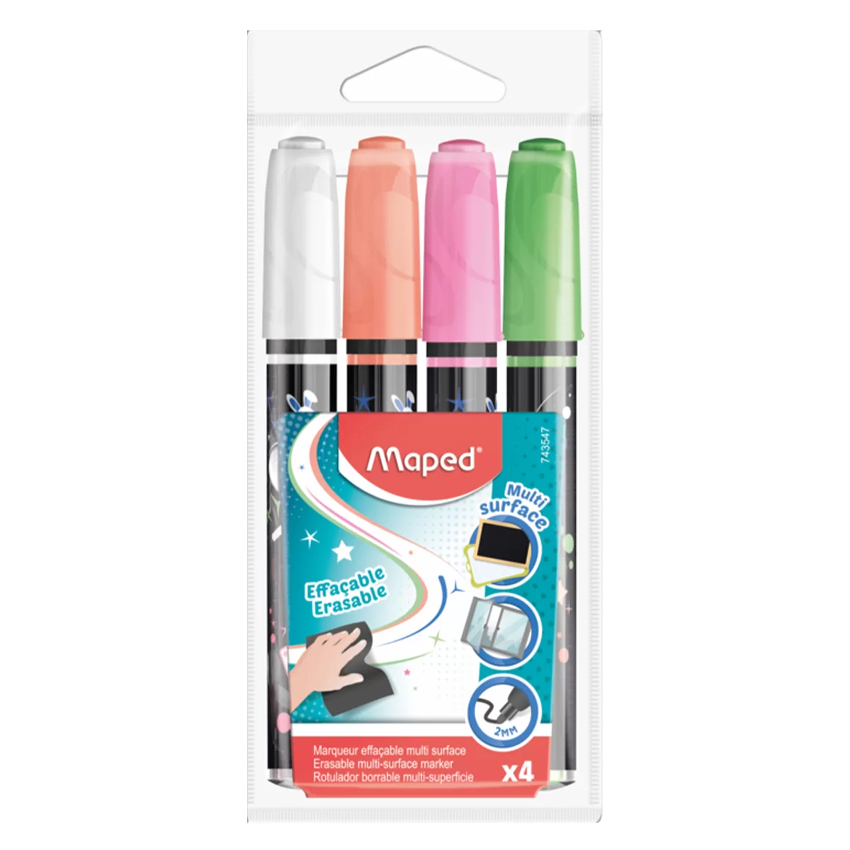 Set markere cu creta lichida MAPED, 4 culori