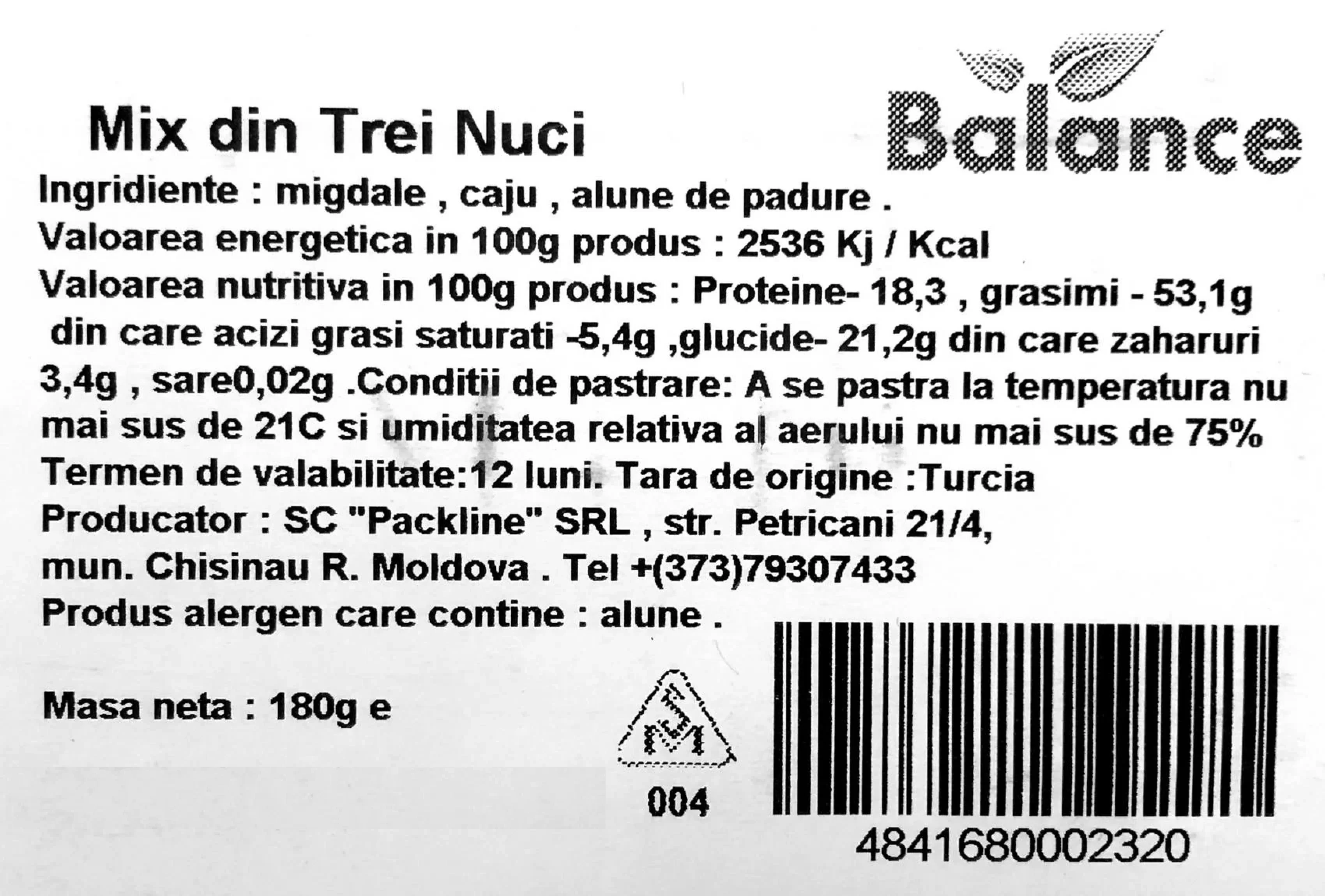 Mix din 3 nuci Balance, 180 gr.