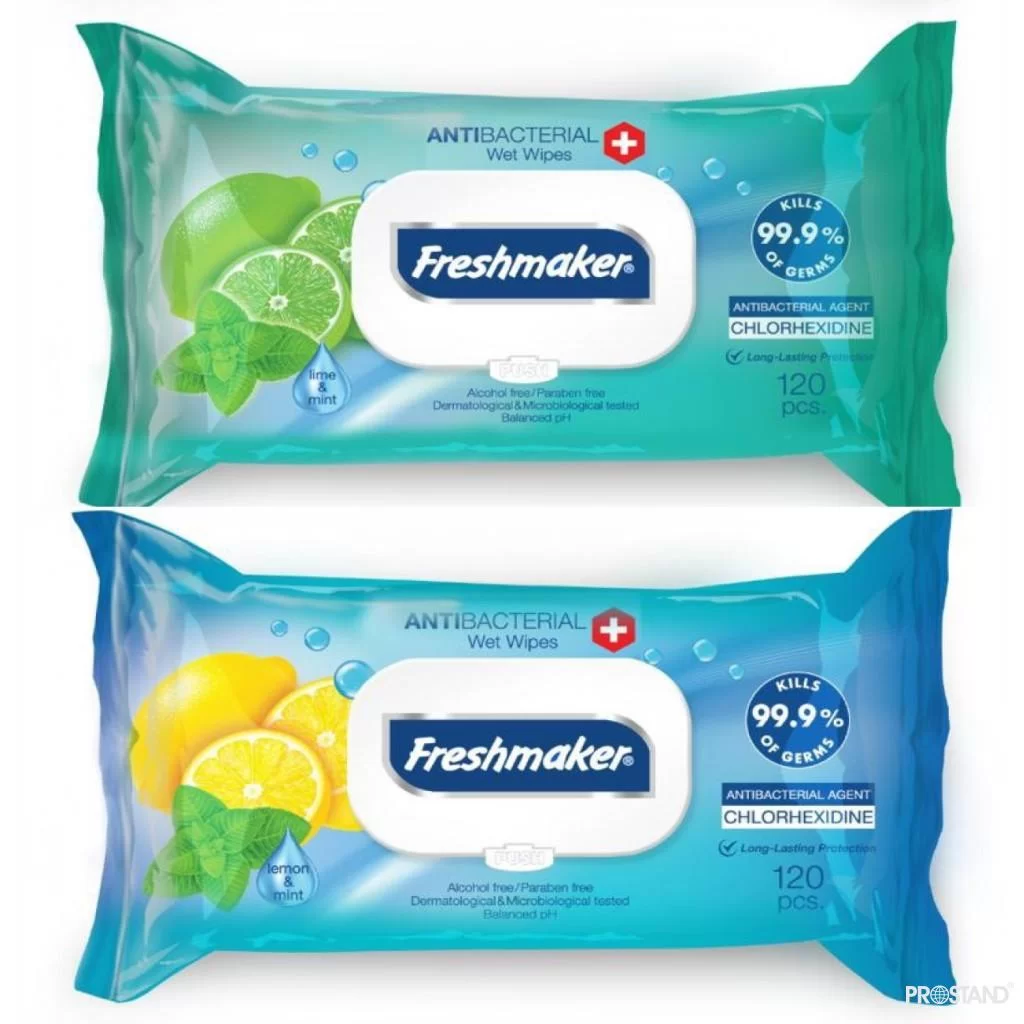 Servetele umede FRESHMAKER antibacteriene, 120 buc., cap