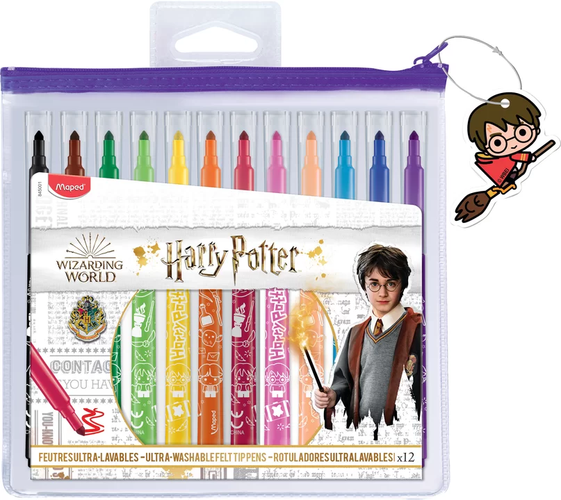 Carioci MAPED Harry Potter, 12 culori, zipper