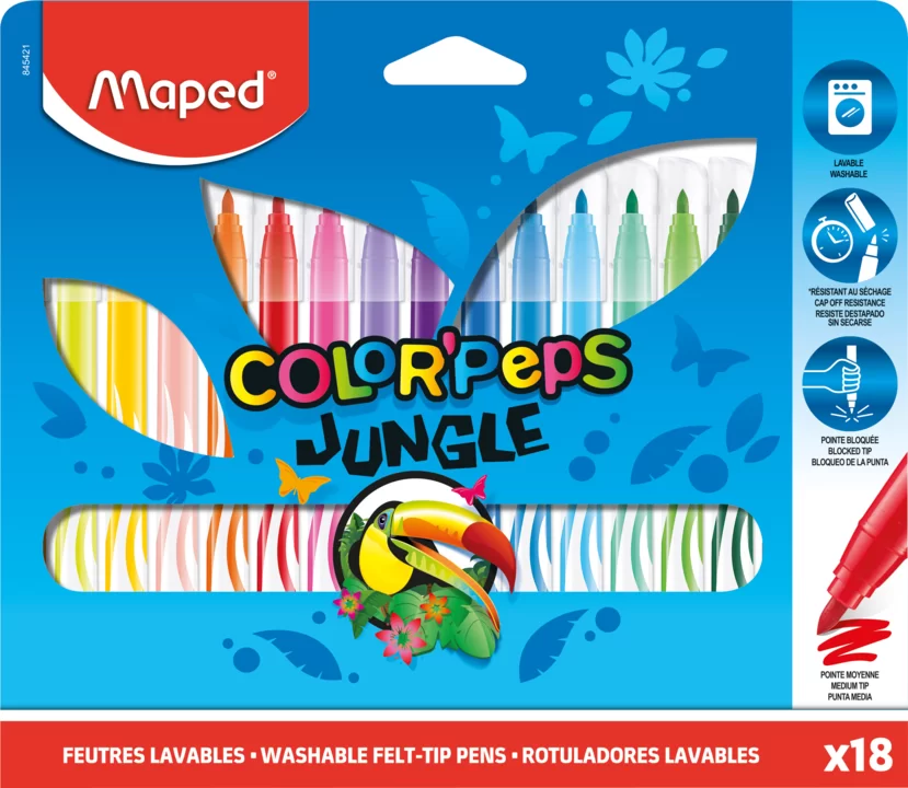 Фломастер MAPED Jungle, 18 цветов