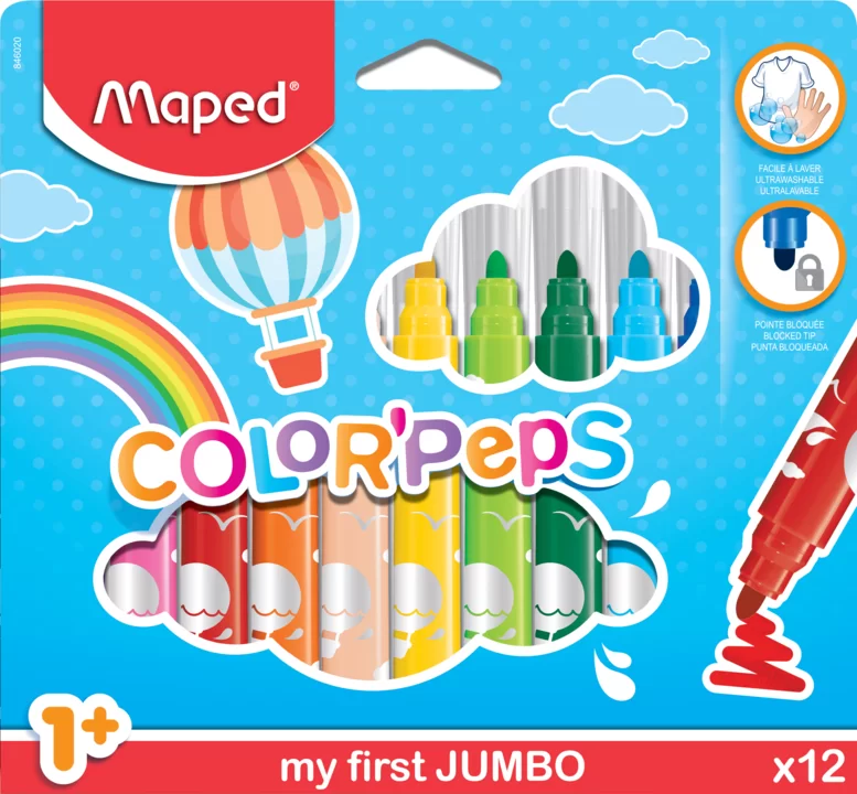 Carioci MAPED Jumbo, 12 culori