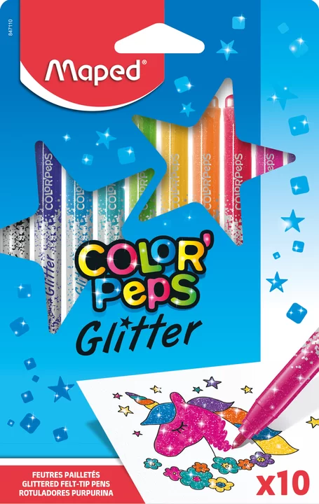 Carioci MAPED Glitter, 10 culori