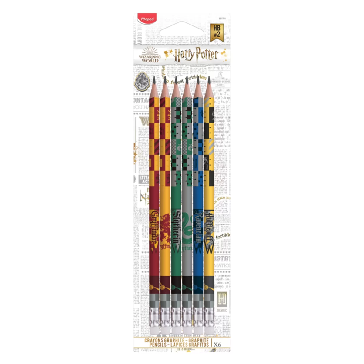 Creion simplu MAPED Harry Potter, cu radiera, 6 bucati
