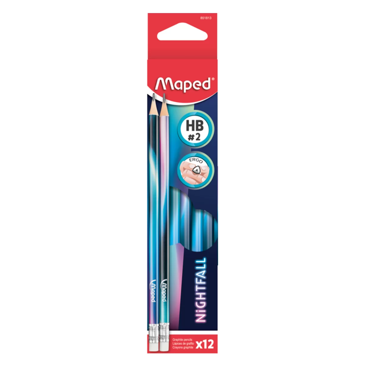Creion simplu MAPED Nightfall, cu radiera, HB
