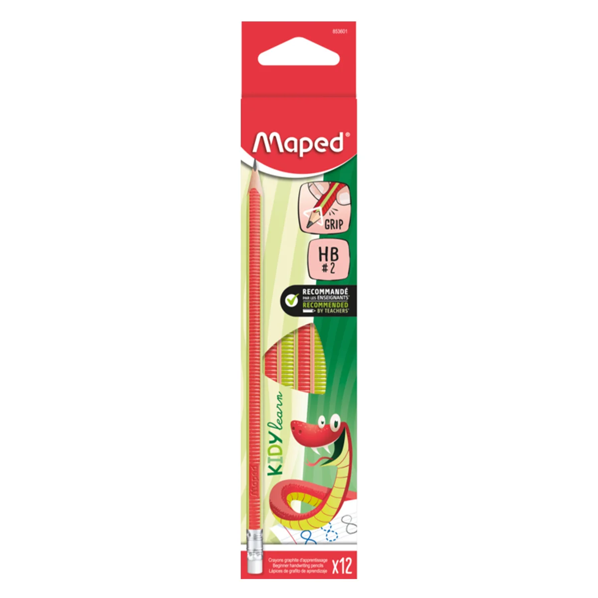 Creion simplu MAPED Kidy Learn, cu radiera, HB