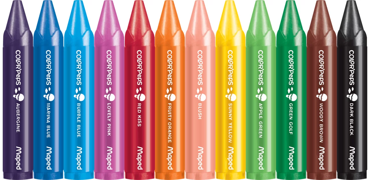 Creioane din ceara MAPED Jumbo, 12 culori