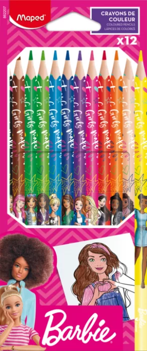 Creioane colorate MAPED Barbie, 12 culori