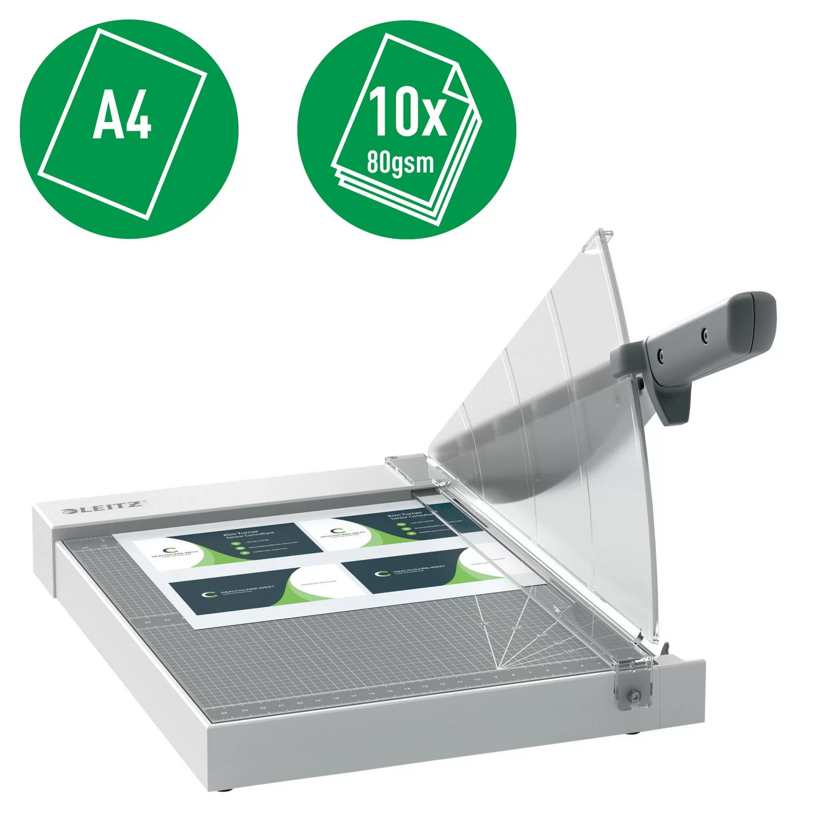 Ghilotina LEITZ Home Office Precision, A4, 10 foi, gri