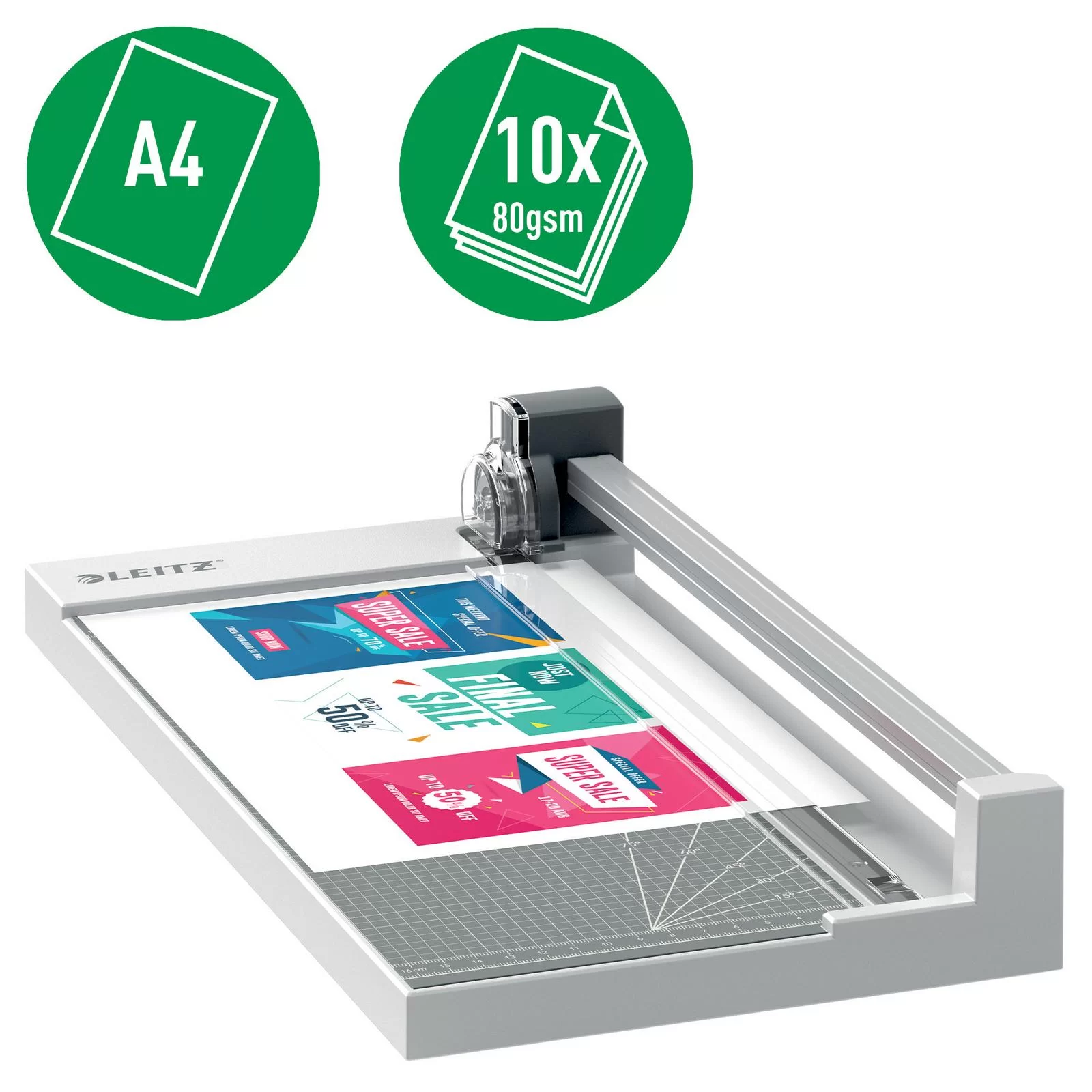 Trimmer LEITZ Home Office Precision, A4, 10 foi, gri