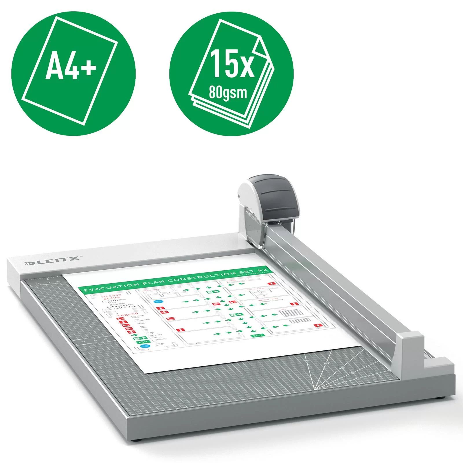 Trimmer LEITZ Office Precision, A4+, 15 foi, gri