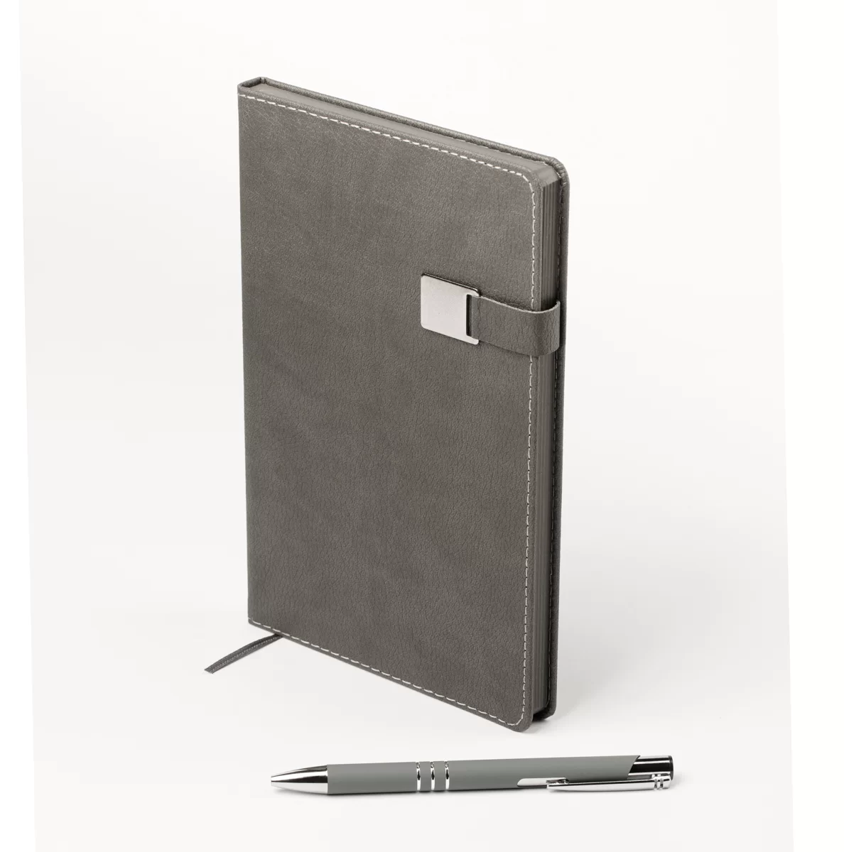 Agenda nedatata 13x21cm, 96 foi, cu magnet, gri