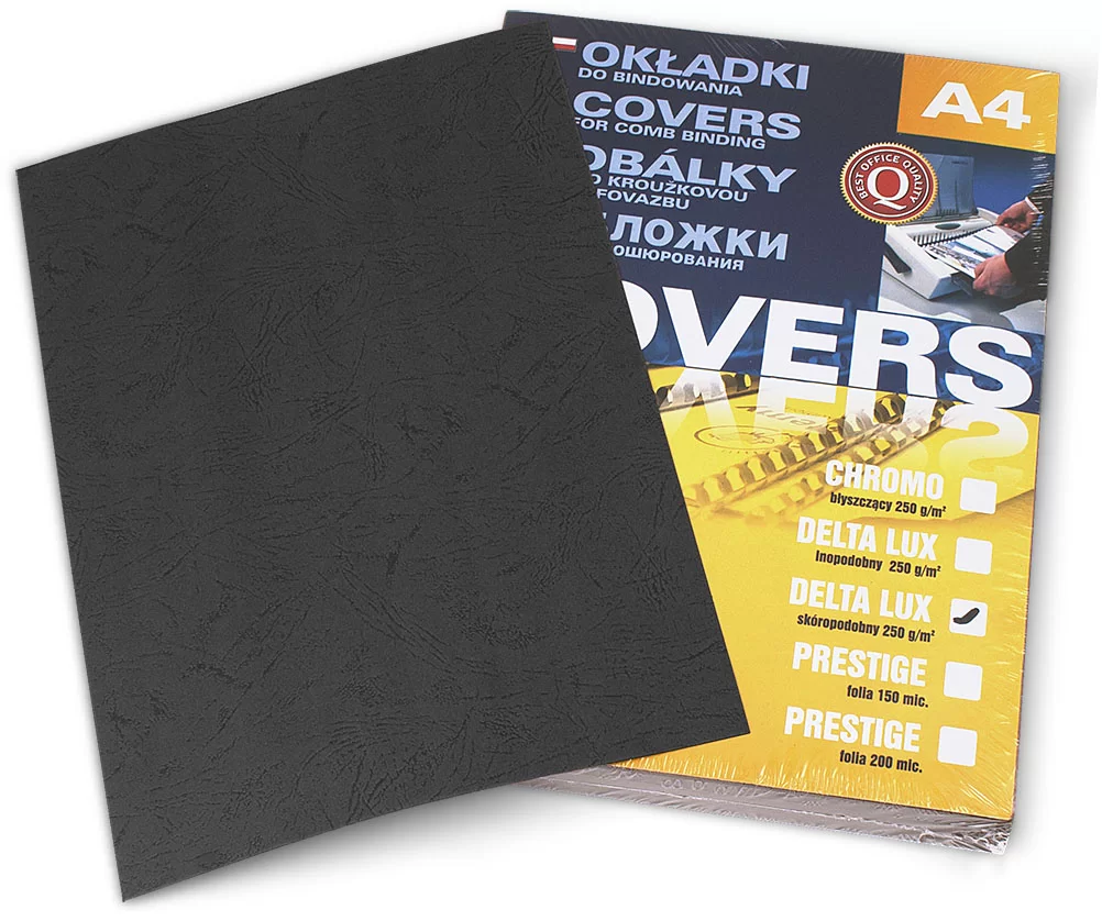 Coperta carton ARGO Delta A4, 250g/m2, 100 foi, neagra