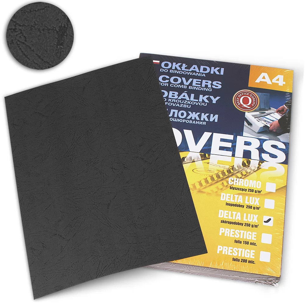 Coperta carton ARGO Delta A4, 250g/m2, 100 foi, neagra