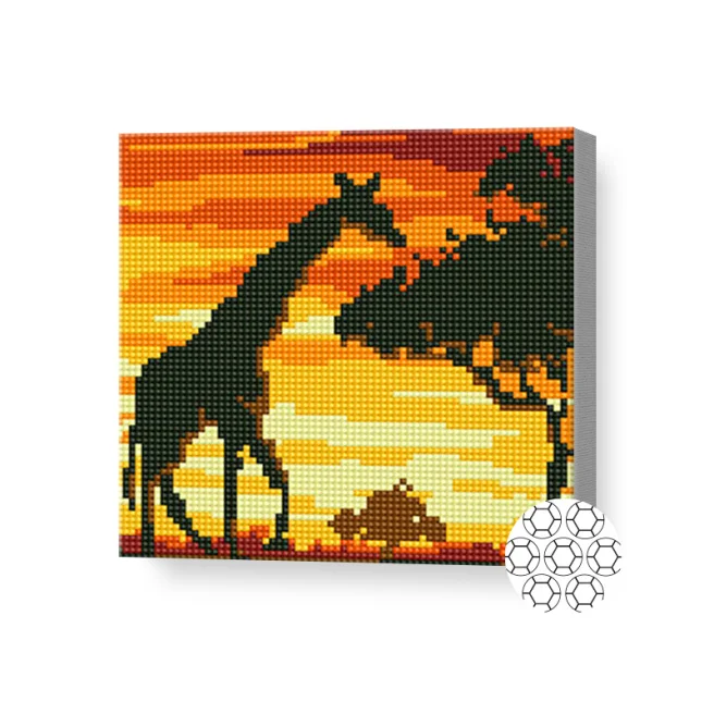 Mozaic cu diamante NEW WORLD Girafă la apus 20x20cm