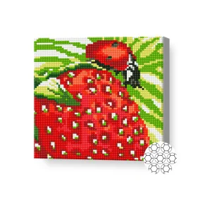 Mozaic cu diamante NEW WORLD Buburuză pe căpșună 20x20cm