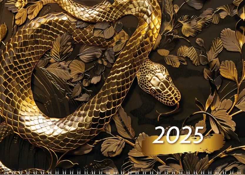 Календарь настенный ЗМЕЯ ЗОЛОТАЯ, 2025, 3-секционный