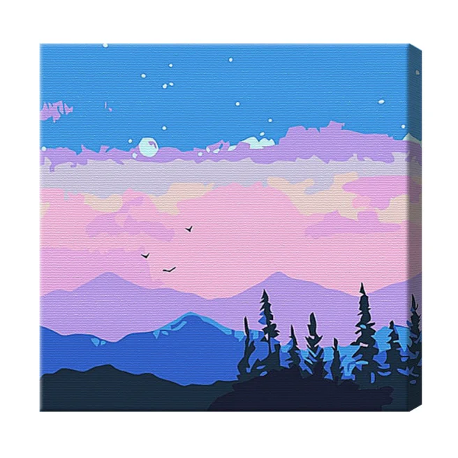 Pictura pe numere ART GALLERY Amurg mov 20х20cm pinza