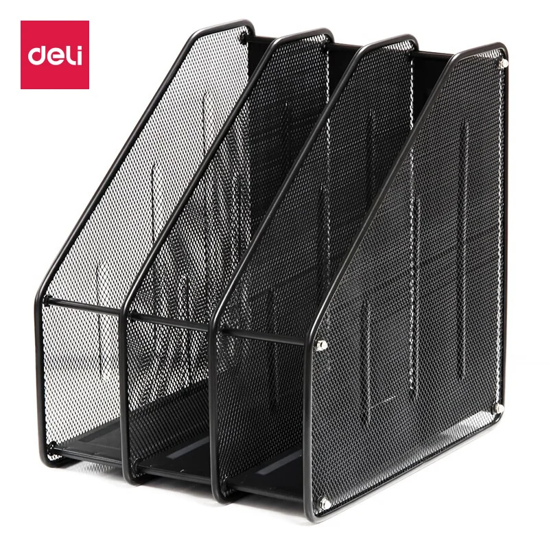 Suport documente DELI A4, 3 sectii, metal, negru