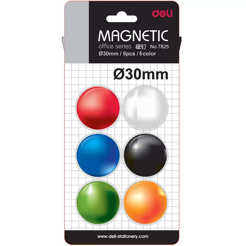 Magneti color DELI Universal D30mm, 6 bucati, blister