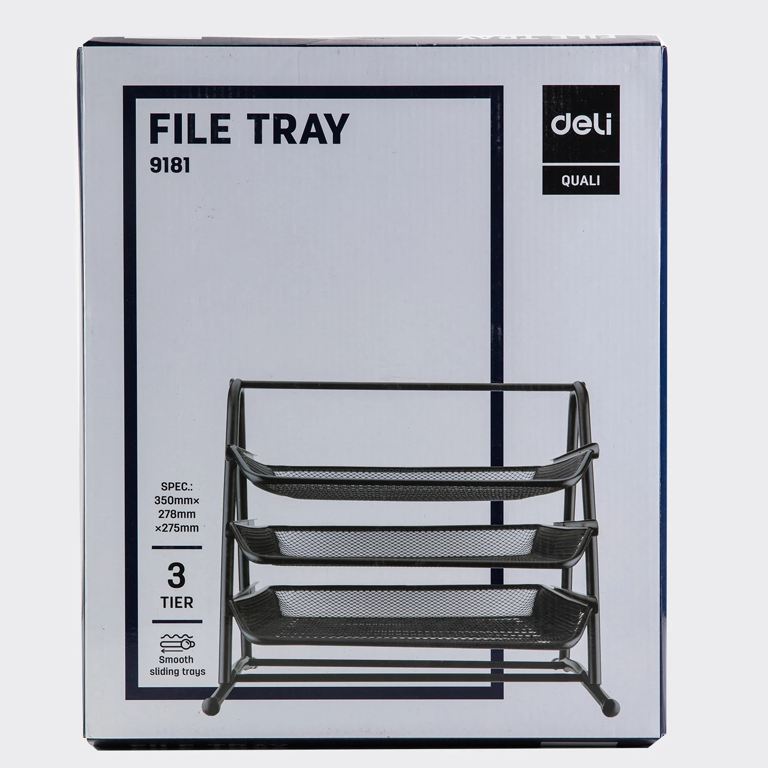 Set 3 tavite suprapozabile DELI Quali metal negru