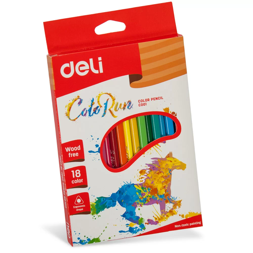 Карандаши цветные DELI Run, 18 цветов