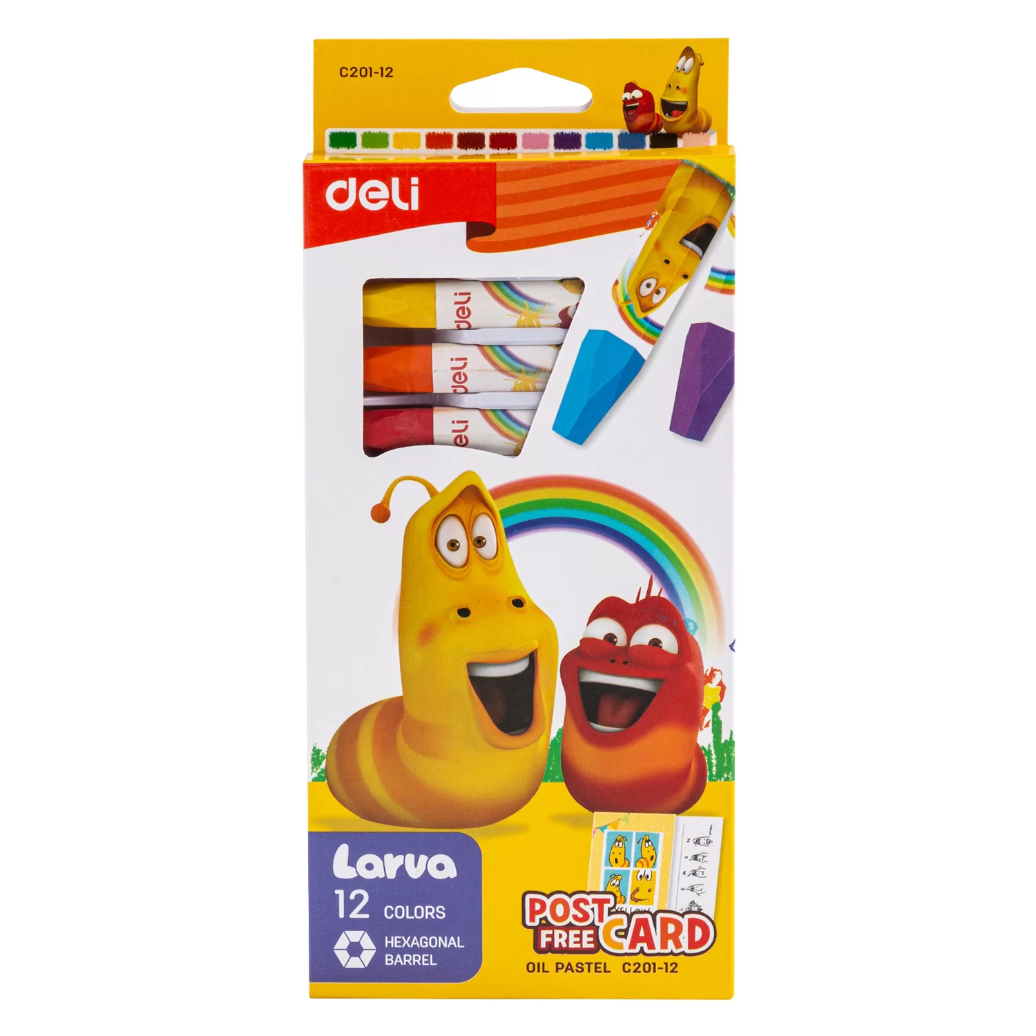 Карандаши масляные пастель DELI Larva, 12 цветов