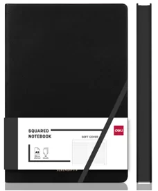 Agenda nedatata DELI A5, 96 foi, elastic, negru
