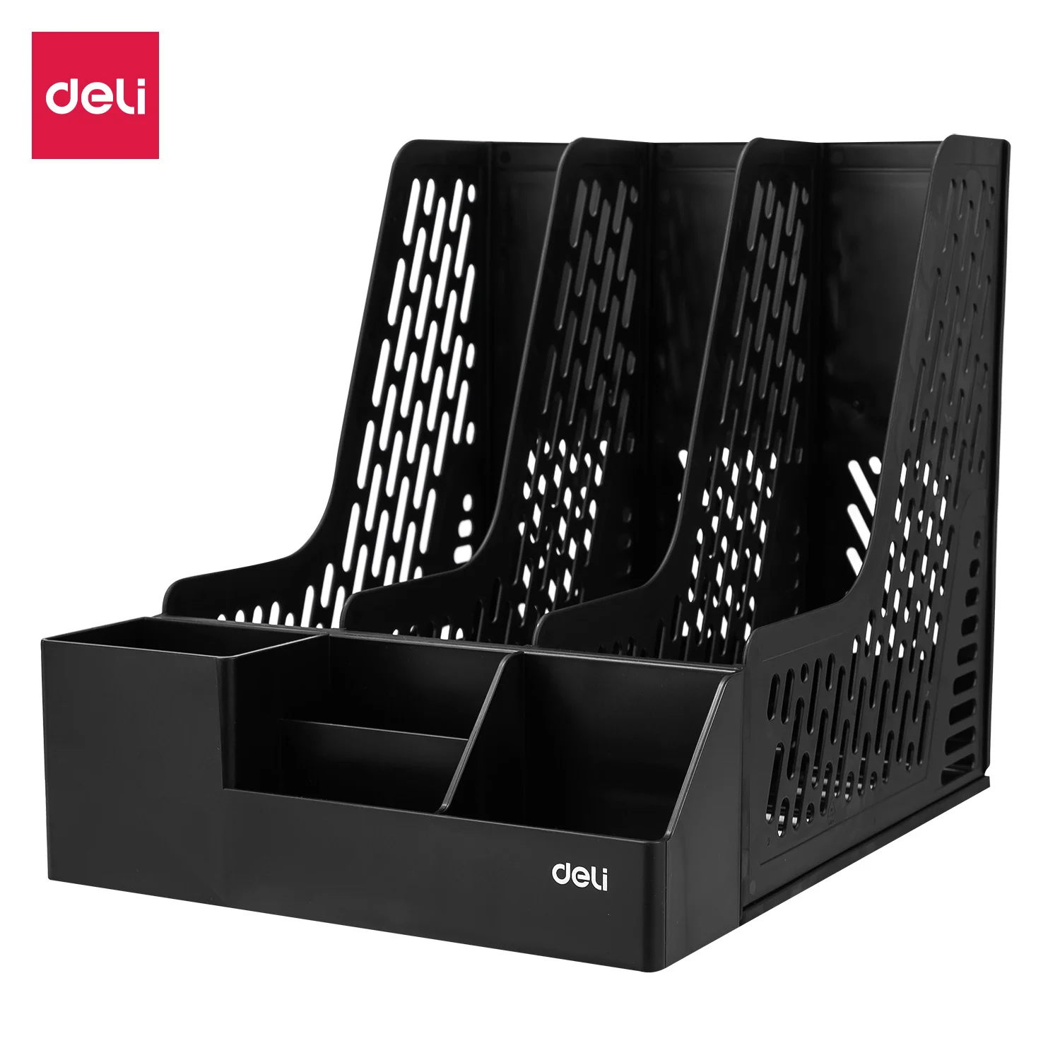 Лоток вертикальный DELI Maxi A4, 3 отделения, черный