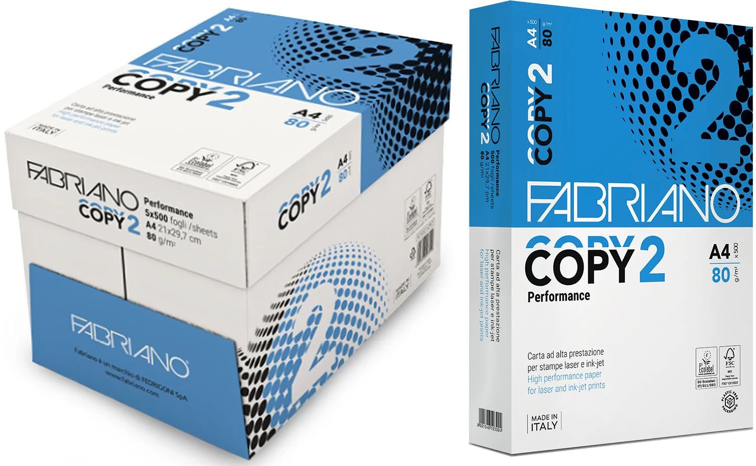 Hartie FABRIANO Copy 2 A4, 80g/m2, 500 foi, clasa B+