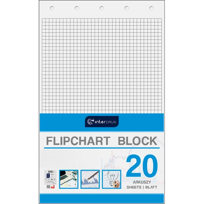 Hartie p/u flipchart INTERDRUK 64x100cm, 20 foi, patrat