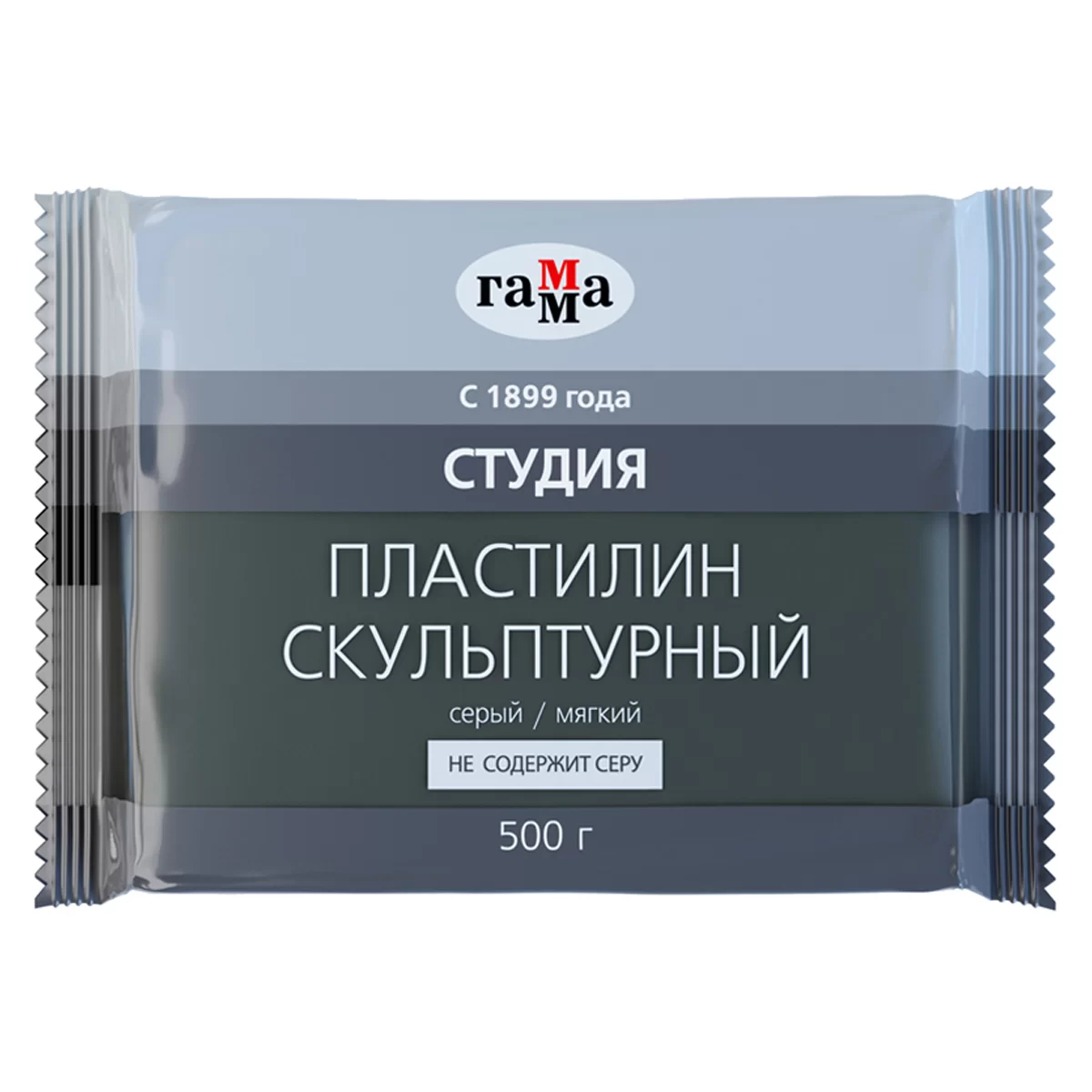 Пластилин скульптурный ГАММА 500 г, мягкий, серый 