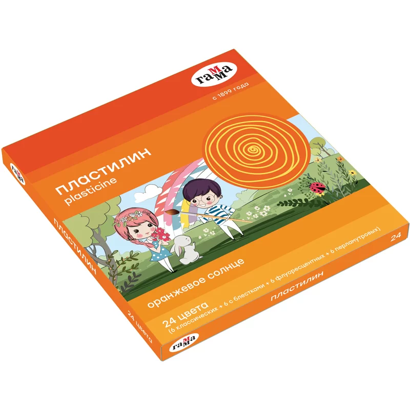 Plastilina GAMMA Soare Oranj 24 culori, 312gr, cutitas