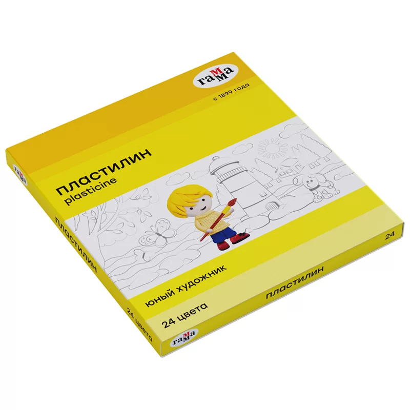 Plastilina GAMMA Pictorul Tanar 24 cul, 336gr, cutitas