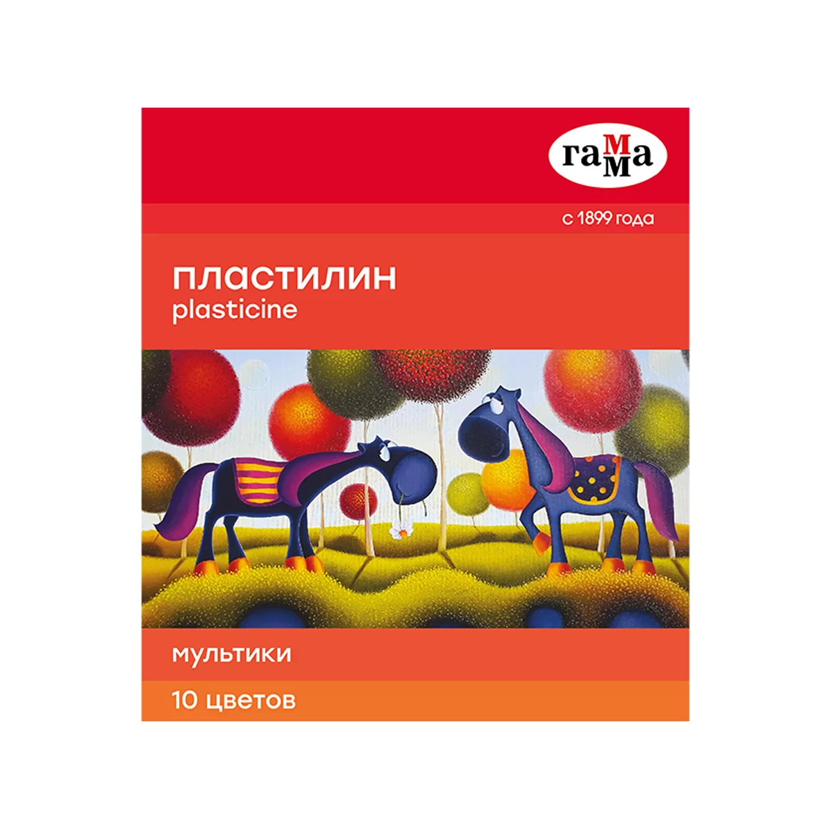 Plastilina GAMMA Multiki 10 culori, 200gr, cu cutitas