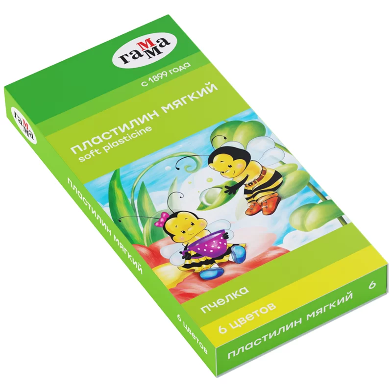 Plastilina ceara GAMMA Albinuta 6 cul, 90gr, cutitas