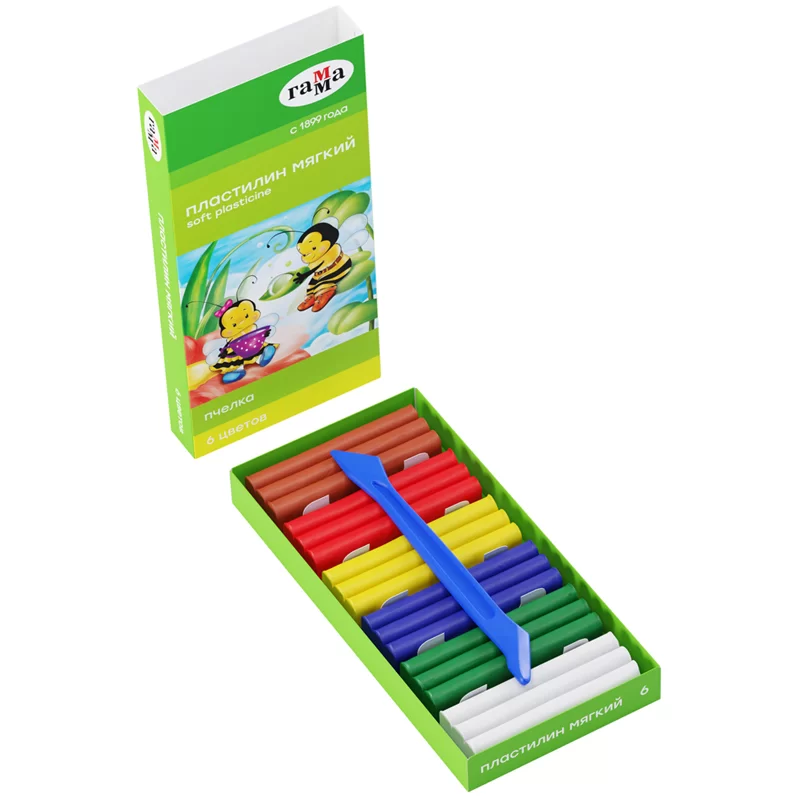 Plastilina ceara GAMMA Albinuta 6 cul, 90gr, cutitas